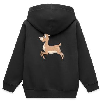 Cute Cartoon Deer - Kids Premium Organic Zip-up Hoodie - black - Back - AI Model Kid Male (0cm)