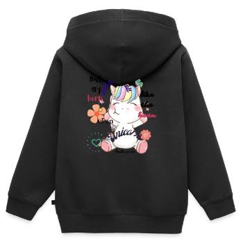 Gesegnetes Einhorn - Kinder Premium Organic Zip Hoodie - Schwarz - Hinten - AI Model Kid Male (0cm)