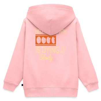 Die-Erde-stirbt-langsam Erdschutz Unterstützung - Kinder Premium Organic Zip Hoodie - Rosa - Hinten - AI Model Kid Female (0cm)