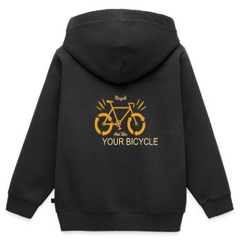 Recyceln und verwenden Sie Ihren Fahrrad-Erdschutz - Kinder Premium Organic Zip Hoodie - Schwarz - Hinten - AI Model Kid Male (0cm)
