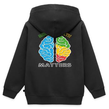 Psychische Gesundheit ist wichtig - Kinder Premium Organic Zip Hoodie - Schwarz - Hinten - AI Model Kid Male (0cm)