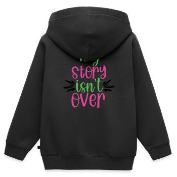 Meine Geschichte ist noch nicht vorbei Motivierende Zitate - Kinder Premium Organic Zip Hoodie - Schwarz - Hinten - AI Model Kid Male (0cm)
