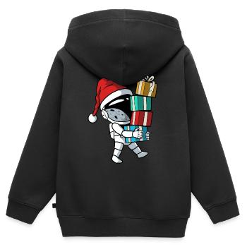 Astronaute de Noël avec cadeaux - Sweat Premium à capuche zippé enfant bio - noir - Dos - AI Model Kid Male (0cm)