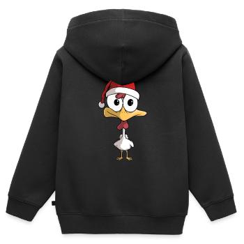 Lustiges Weihnachtsmann Huhn - Kinder Premium Organic Zip Hoodie - Schwarz - Hinten - AI Model Kid Male (0cm)