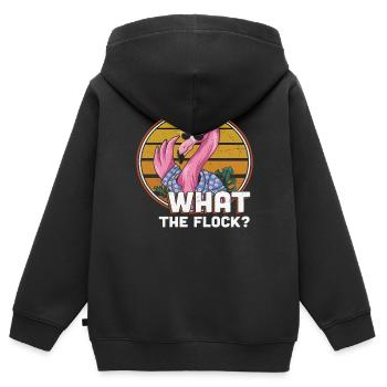 Was die Herde Flamingo - Kinder Premium Organic Zip Hoodie - Schwarz - Hinten - AI Model Kid Male (0cm)