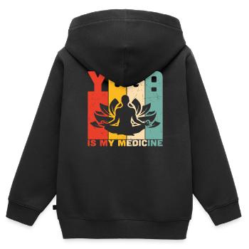 Yoga ist meine Medizin Yoga - Kinder Premium Organic Zip Hoodie - Schwarz - Hinten - AI Model Kid Male (0cm)