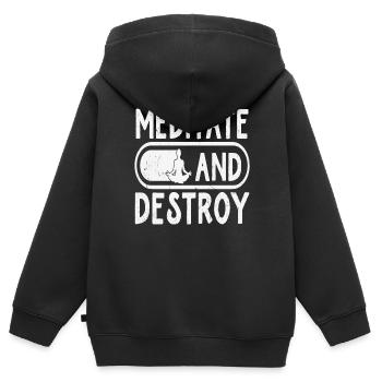 Meditieren und zerstören - Kinder Premium Organic Zip Hoodie - Schwarz - Hinten - AI Model Kid Male (0cm)
