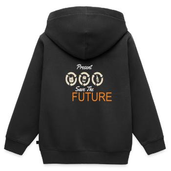 Recyceln Sie die Gegenwart, retten Sie die zukünftige Erde - Kinder Premium Organic Zip Hoodie - Schwarz - Hinten - AI Model Kid Male (0cm)