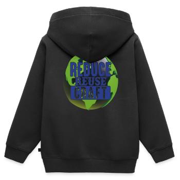 Reduzieren Sie die Wiederverwendung von Craft Earth Protection Support - Kinder Premium Organic Zip Hoodie - Schwarz - Hinten - AI Model Kid Male (0cm)