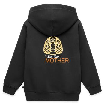 Rette die Erde, rette deine Mutter Erde Schutz - Kinder Premium Organic Zip Hoodie - Schwarz - Hinten - AI Model Kid Male (0cm)