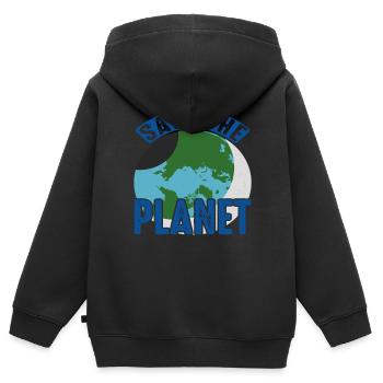 Save The Planet Earth Protection Support - Kinder Premium Organic Zip Hoodie - Schwarz - Hinten - AI Model Kid Male (0cm)