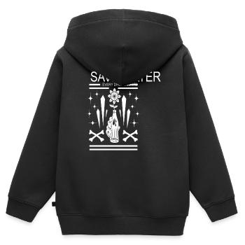 Wasser sparen Jeder Tropfen zählt Wassersicherheit - Kinder Premium Organic Zip Hoodie - Schwarz - Hinten - AI Model Kid Male (0cm)