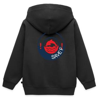 Save The Aquatic Life Sea Protection Unterstützung - Kinder Premium Organic Zip Hoodie - Schwarz - Hinten - AI Model Kid Male (0cm)