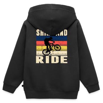 Shine and Ride Cool Citations - Sweat Premium à capuche zippé enfant bio - noir - Dos - AI Model Kid Male (0cm)
