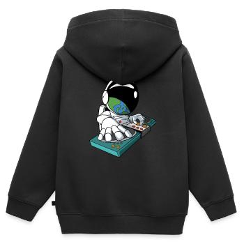 DJ Astronaut Discjockey - Kinder Premium Organic Zip Hoodie - Schwarz - Hinten - AI Model Kid Male (0cm)
