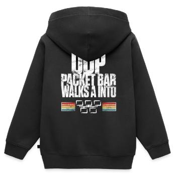UDP Packet Bar Walks A Into - Kinder Premium Organic Zip Hoodie - Schwarz - Hinten - AI Model Kid Male (0cm)