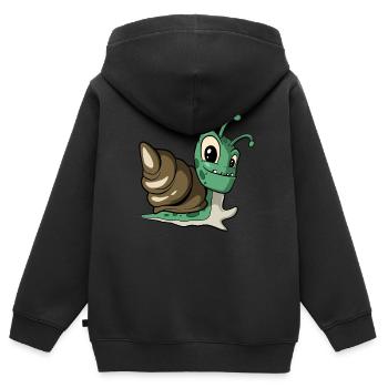 Lustige Cartoon Schnecke - Kinder Premium Organic Zip Hoodie - Schwarz - Hinten - AI Model Kid Male (0cm)