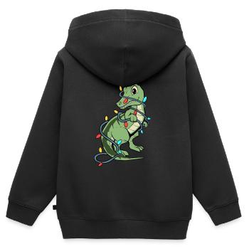 Cute T-Rex dinosaur as a Christmas tree - Kids Premium Organic Zip-up Hoodie - black - Back - AI Model Kid Male (0cm)