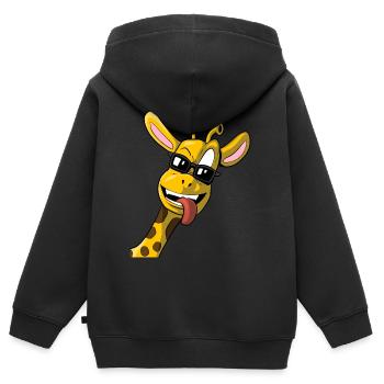 Giraffe niedliches Geschenk Giraffenkopf Tier Zoo - Kinder Premium Organic Zip Hoodie - Schwarz - Hinten - AI Model Kid Male (0cm)