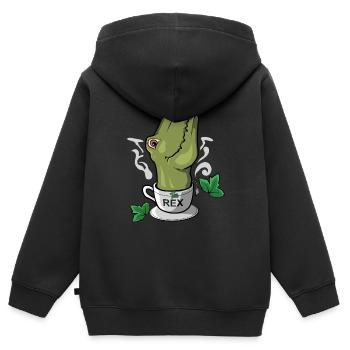 Tea-Rex Tea Time Tea Drinker Dinosaurs - Kids Premium Organic Zip-up Hoodie - black - Back - AI Model Kid Male (0cm)