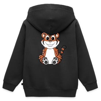 Süßer Cartoon Tiger - Kinder Premium Organic Zip Hoodie - Schwarz - Hinten - AI Model Kid Male (0cm)