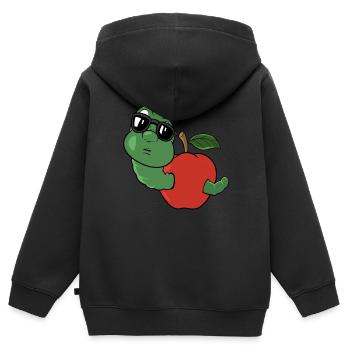 Cute worm in an apple - Kids Premium Organic Zip-up Hoodie - black - Back - AI Model Kid Male (0cm)