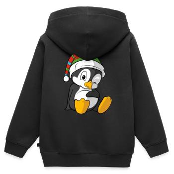 Funny penguin with winter hat - Kids Premium Organic Zip-up Hoodie - black - Back - AI Model Kid Male (0cm)