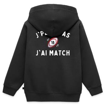 humour rugby cadeau homme je peux pas - Sweat Premium à capuche zippé enfant bio - noir - Dos - AI Model Kid Male (0cm)