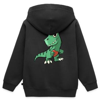 Mignon dinosaure avec un cœur - Sweat Premium à capuche zippé enfant bio - noir - Dos - AI Model Kid Male (0cm)
