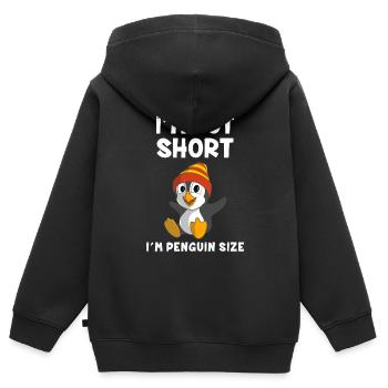 I'm Not Short I'm Penguin Size - Kinder Premium Organic Zip Hoodie - Schwarz - Hinten - AI Model Kid Male (0cm)
