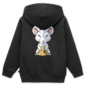 Cute mouse with cheese - Kids Premium Organic Zip-up Hoodie - black - Back - AI Model Kid Male (0cm)