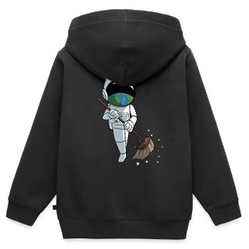 Astronaut sweeps stardust - Kids Premium Organic Zip-up Hoodie - black - Back - AI Model Kid Male (0cm)
