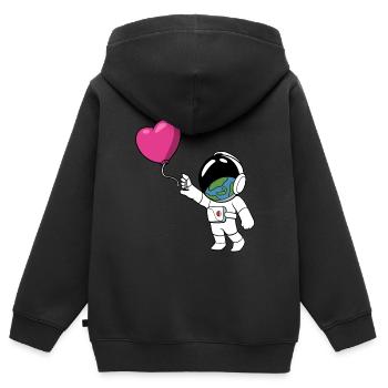 Astronaut reaches for heart balloon - Kids Premium Organic Zip-up Hoodie - black - Back - AI Model Kid Male (0cm)