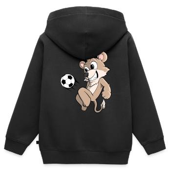Leo joue au football - Sweat Premium à capuche zippé enfant bio - noir - Dos - AI Model Kid Male (0cm)