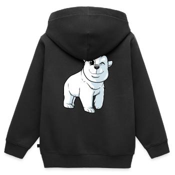 Mignon ours polaire - Sweat Premium à capuche zippé enfant bio - noir - Dos - AI Model Kid Male (0cm)