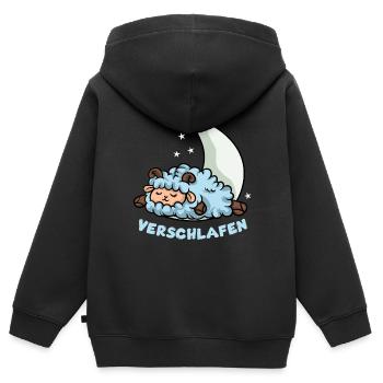 Verschlafen Schaf - Kinder Premium Organic Zip Hoodie - Schwarz - Hinten - AI Model Kid Male (0cm)