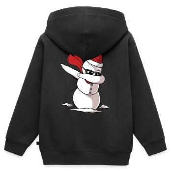 Dabbing snowman with Christmas hat - Kids Premium Organic Zip-up Hoodie - black - Back - AI Model Kid Male (0cm)
