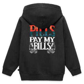 pilules payer mes factures pilules pharmacien dire - Sweat Premium à capuche zippé enfant bio - noir - Dos - AI Model Kid Male (0cm)