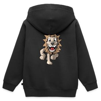 Lion de dessin animé mignon - Sweat Premium à capuche zippé enfant bio - noir - Dos - AI Model Kid Male (0cm)