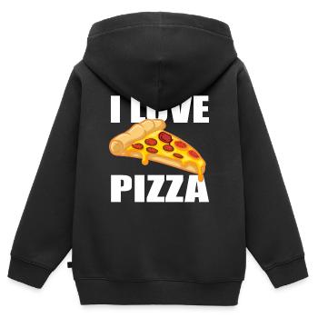 I Love Pizza - Kinder Premium Organic Zip Hoodie - Schwarz - Hinten - AI Model Kid Male (0cm)