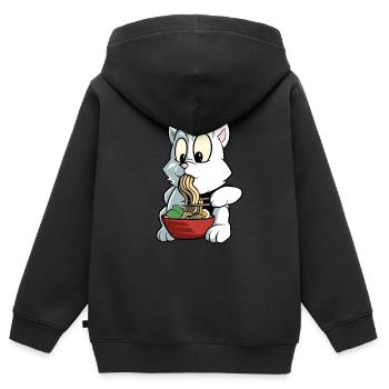 Sweet Cat Eats Ramen Kawaii Ramen Cat - Kids Premium Organic Zip-up Hoodie - black - Back - AI Model Kid Male (0cm)