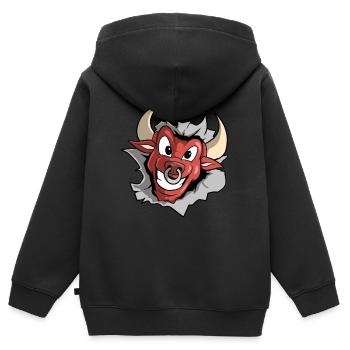 Cartoon Stierkopf Kostüm - Kinder Premium Organic Zip Hoodie - Schwarz - Hinten - AI Model Kid Male (0cm)