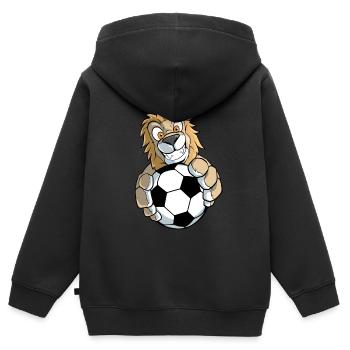 Löwe Tier Fußball - Kinder Premium Organic Zip Hoodie - Schwarz - Hinten - AI Model Kid Male (0cm)
