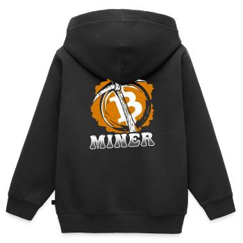 Mineur Bitcoin - Sweat Premium à capuche zippé enfant bio - noir - Dos - AI Model Kid Male (0cm)