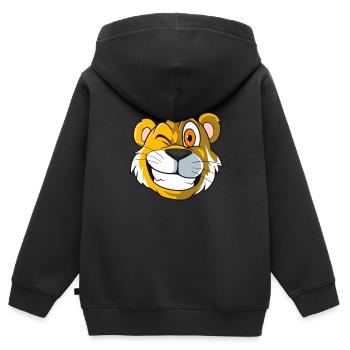 Cute Cartoon Tiger Head Tiger - Kids Premium Organic Zip-up Hoodie - black - Back - AI Model Kid Male (0cm)