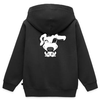 Mignon Cartoon Dalmatien - Sweat Premium à capuche zippé enfant bio - noir - Dos - AI Model Kid Male (0cm)