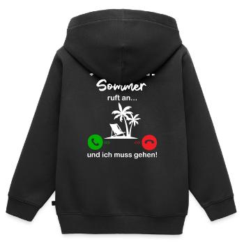 sommer ruft an... und ich muss gehen! - Kinder Premium Organic Zip Hoodie - Schwarz - Hinten - AI Model Kid Male (0cm)