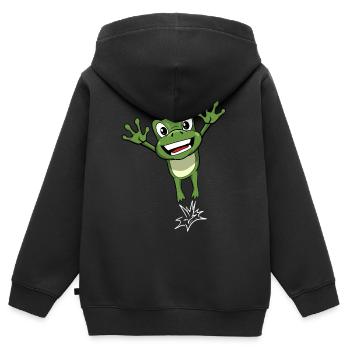 Springender Frosch - Kinder Premium Organic Zip Hoodie - Schwarz - Hinten - AI Model Kid Male (0cm)