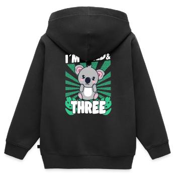 At Wild & 3 Years Bday Party Gift Birthday Kids - Kids Premium Organic Zip-up Hoodie - black - Back - AI Model Kid Male (0cm)