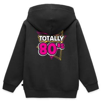 TOTALEMENT 80'S - Sweat Premium à capuche zippé enfant bio - noir - Dos - AI Model Kid Male (0cm)